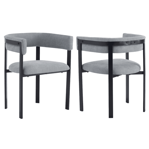 2 cadeiras de jantar - encosto envolvente completo, confortáveis e respiráveis, estilo moderno com tecido de chenille - cinzento