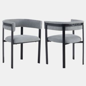 2 cadeiras de jantar - encosto envolvente completo, confortáveis e respiráveis, estilo moderno com tecido de chenille - cinzento