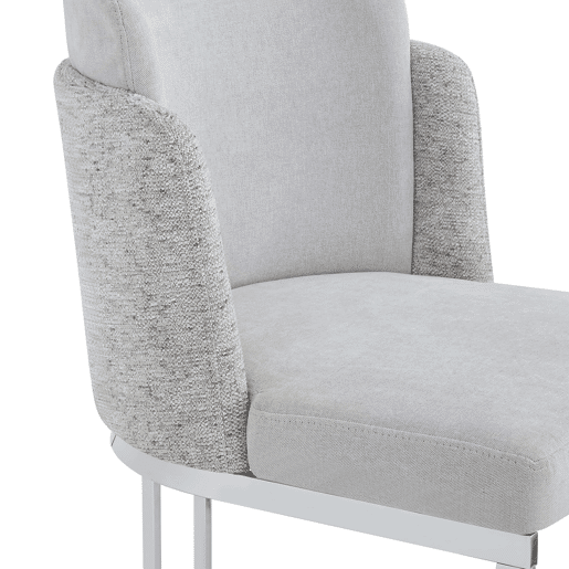 6 cadeiras de jantar u2014 confortáveis e respiráveis, de estilo moderno com pernas galvanizadas prateadas e tecido de chenille u2014 cinzento claro + prateado 6 cadeiras de jantar u2014 confortáveis e respiráveis, de estilo moderno com pernas galvanizadas prateadas e tecido de chenille u2014 cinzento claro + prateado