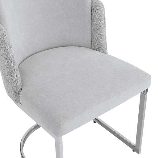 6 cadeiras de jantar u2014 confortáveis e respiráveis, de estilo moderno com pernas galvanizadas prateadas e tecido de chenille u2014 cinzento claro + prateado 6 cadeiras de jantar u2014 confortáveis e respiráveis, de estilo moderno com pernas galvanizadas prateadas e tecido de chenille u2014 cinzento claro + prateado