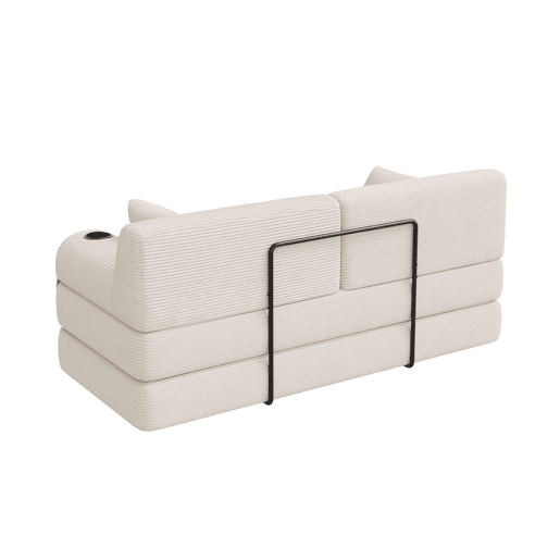 Sofá-cama de 2 lugares - encosto alto, sofá em veludo comprimido com estrutura metálica, espuma de alta densidade, porta-copos e bolsos laterais - Bege Sofá-cama de 2 lugares - encosto alto, sofá em veludo comprimido com estrutura metálica, espuma de alta densidade, porta-copos e bolsos laterais - Bege