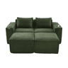 Sofá modular de 2 lugares com 2 banquinhos - em veludo, com porta-copos e bolsos laterais, molas ensacadas e espuma de alta densidade, embalagem compacta sem montagem - Verde