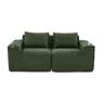 Sofá modular de 2 lugares - Estofado em veludo cotelê com porta-copos e bolsos laterais, molas ensacadas e espuma de alta densidade, não requer montagem - Verde