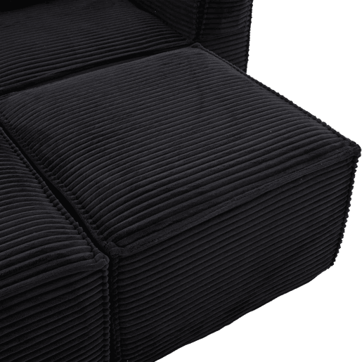 Sofá modular de 4 lugares em veludo - com 2 pufes, porta-copos, bolsos laterais, molas ensacadas e espuma de alta densidade, embalagem compacta sem montagem - Preto Sofá modular de 4 lugares em veludo - com 2 pufes, porta-copos, bolsos laterais, molas ensacadas e espuma de alta densidade, embalagem compacta sem montagem - Preto