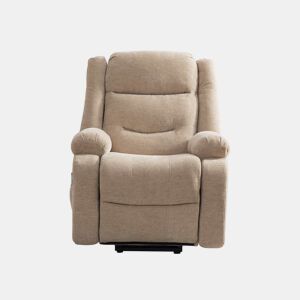 Poltrona relax elétrica - com função de assistência ao levantar, massagem e aquecimento, encosto e apoio para os pés elétricos ajustáveis, bolsos laterais - cáqui claro