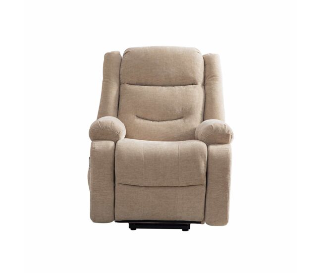 Sillón relax eléctrico - con ayuda para levantarse, masaje y función calor, respaldo y reposapiés eléctricos ajustables, bolsillos laterales - caqui