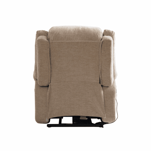 Poltrona relax elétrica - com função de assistência ao levantar, massagem e aquecimento, encosto e apoio para os pés elétricos ajustáveis, bolsos laterais - cáqui claro