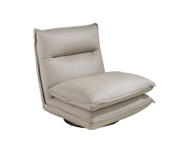 Sillón giratorio en piel gris taupe, rotación 360o