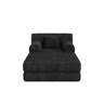 Sofá-cama individual de 1 lugar - poltrona reclinável em veludo com apoio para os pés, encosto alto, estrutura metálica, espuma de alta densidade, porta-copos e bolsos laterais - Preto
