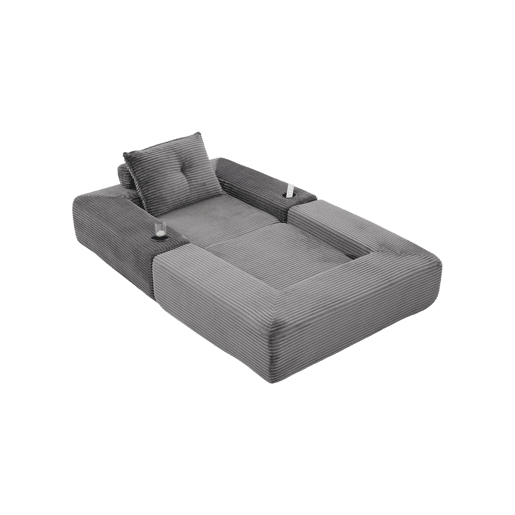 Sofá-cama individual - 1 lugar, assento em espuma de alta densidade e molas ensacadas, bolso lateral e porta-copos, encosto estável, montagem fácil - Cinza escuro Sofá-cama individual - 1 lugar, assento em espuma de alta densidade e molas ensacadas, bolso lateral e porta-copos, encosto estável, montagem fácil - Cinza escuro