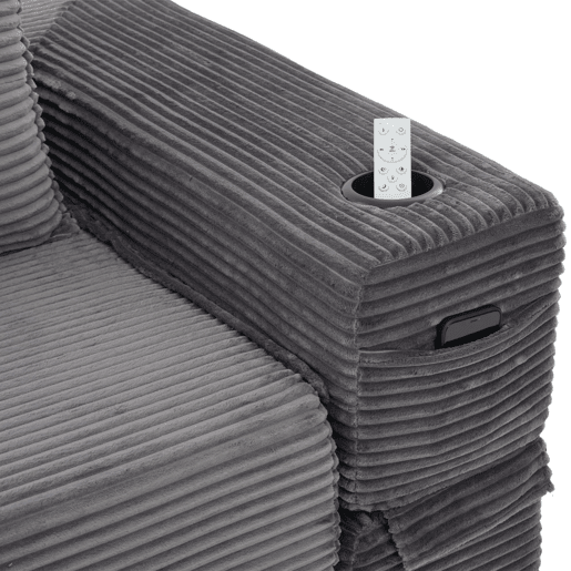 Sofá-cama individual - 1 lugar, assento em espuma de alta densidade e molas ensacadas, bolso lateral e porta-copos, encosto estável, montagem fácil - Cinza escuro Sofá-cama individual - 1 lugar, assento em espuma de alta densidade e molas ensacadas, bolso lateral e porta-copos, encosto estável, montagem fácil - Cinza escuro