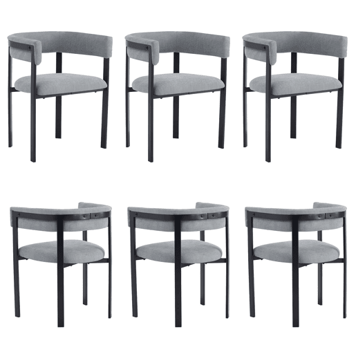 6 cadeiras de jantar - Encosto envolvente completo, confortáveis e respiráveis, estilo moderno, tecido de chenille - Cinzento 6 cadeiras de jantar - Encosto envolvente completo, confortáveis e respiráveis, estilo moderno, tecido de chenille - Cinzento