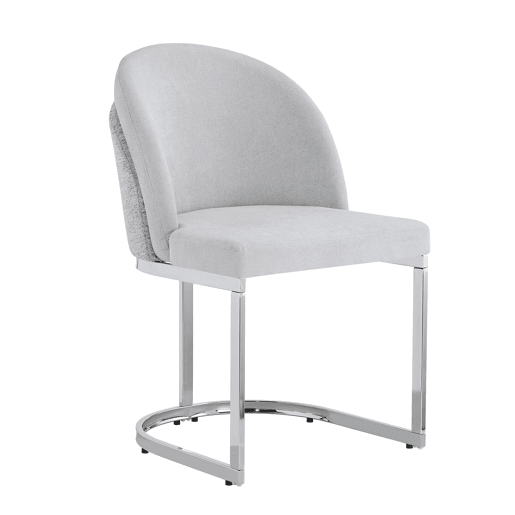 6 cadeiras de jantar modernas u2014 confortáveis e respiráveis, com pernas galvanizadas e estofo em chenille u2014 cinzento claro e prateado 6 cadeiras de jantar modernas u2014 confortáveis e respiráveis, com pernas galvanizadas e estofo em chenille u2014 cinzento claro e prateado