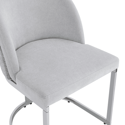 6 cadeiras de jantar modernas u2014 confortáveis e respiráveis, com pernas galvanizadas e estofo em chenille u2014 cinzento claro e prateado 6 cadeiras de jantar modernas u2014 confortáveis e respiráveis, com pernas galvanizadas e estofo em chenille u2014 cinzento claro e prateado