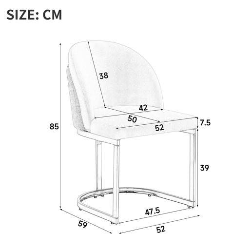 2 cadeiras de jantar - Estilo moderno, estofo respirável em chenille e pernas galvanizadas - Cinza claro e prateado
