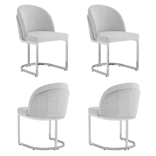 4 cadeiras de jantar - Chenilla respirável, pernas galvanizadas de estilo moderno - Cinza claro e prateado 4 cadeiras de jantar - Chenilla respirável, pernas galvanizadas de estilo moderno - Cinza claro e prateado