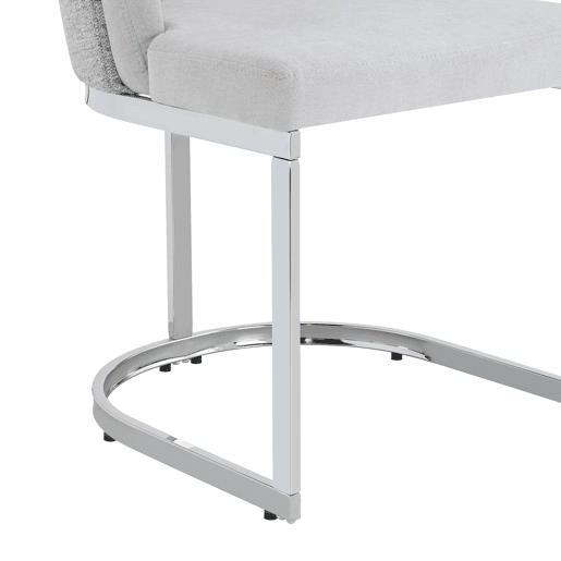 4 cadeiras de jantar - Chenilla respirável, pernas galvanizadas de estilo moderno - Cinza claro e prateado 4 cadeiras de jantar - Chenilla respirável, pernas galvanizadas de estilo moderno - Cinza claro e prateado