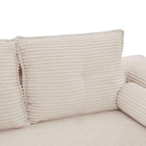 Sofá-cama de 2 lugares - em veludo, com espuma de alta densidade, molas, almofadas Memory, porta-copos e bolsos laterais - Bege Sofá-cama de 2 lugares - em veludo, com espuma de alta densidade, molas, almofadas Memory, porta-copos e bolsos laterais - Bege