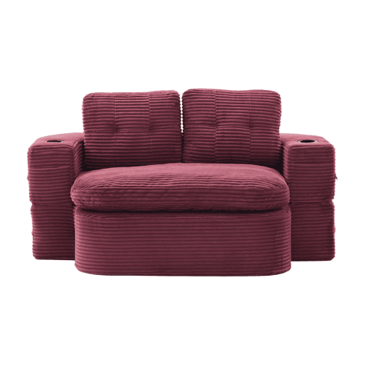 Poltrona-cama 2 em 1 em veludo - função reclinável, sofá com enchimento de espuma comprimida, braços ajustáveis, 2 porta-copos, encosto alto e assento extra profundo - vermelho vinho Poltrona-cama 2 em 1 em veludo - função reclinável, sofá com enchimento de espuma comprimida, braços ajustáveis, 2 porta-copos, encosto alto e assento extra profundo - vermelho vinho