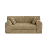 Sofá-cama de 2 lugares - encosto alto, estrutura metálica, espuma de alta densidade, porta-copos e bolsos laterais - Cáqui