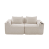 Sofá modular de 2 lugares - em veludo cotelê, com porta-copos e bolsos laterais, molas ensacadas e espuma de alta densidade - Bege
