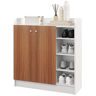 Sapateira moderna com 2 portas e prateleiras ajustáveis para 12 pares de sapatos, ideal para hall de entrada, 83x30x90 cm, natural