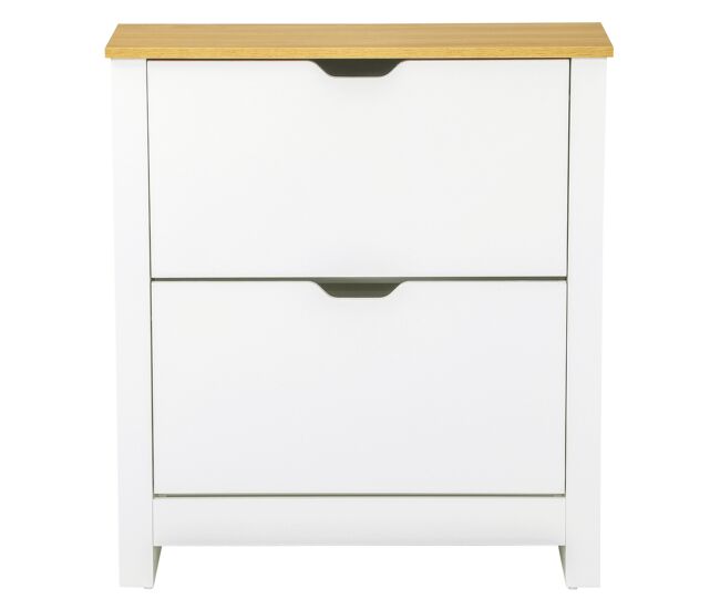 Zapatero de entrada recibidor con cajones abatibles y estantes ajustables para 12 pares 72x26x80 cm blanco