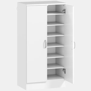 Sapateira pararedor com 2 portas e 6 prateleiras ajustáveis para 14 pares de sapatos, 55x35x108 cm, branca