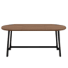Mesa de jantar 180 x 80 x 75 cm u2014 cantos arredondados, estilo simples, pernas de ferro, para 6 a 8 pessoas u2014 cor de nogueira