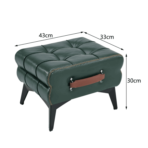Apoio para os pés portátil - multifuncional com pés metálicos, assento em pele, banquinho para trocar de sapatos e decoração de interiores - Verde