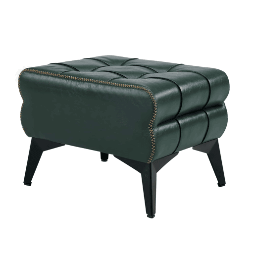Apoio para os pés portátil - multifuncional com pés metálicos, assento em pele, banquinho para trocar de sapatos e decoração de interiores - Verde
