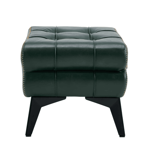 Apoio para os pés portátil - multifuncional com pés metálicos, assento em pele, banquinho para trocar de sapatos e decoração de interiores - Verde