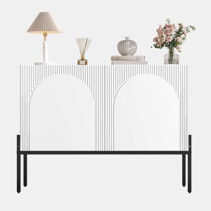 Aparador 100 x 75 x 40 cm - 2 portas, pés metálicos, design com linhas curvas, estilo moderno minimalista - Branco