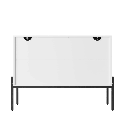 Aparador 100 x 75 x 40 cm - 2 portas, pés metálicos, design com linhas curvas, estilo moderno minimalista - Branco Aparador 100 x 75 x 40 cm - 2 portas, pés metálicos, design com linhas curvas, estilo moderno minimalista - Branco