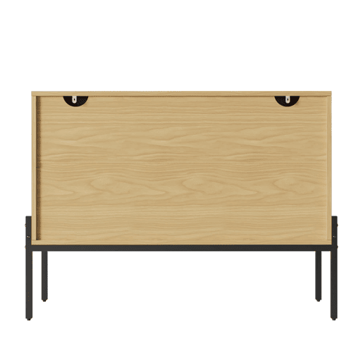 Aparador 100 x 75 x 40 cm - 2 portas, pés metálicos, design com linhas curvas, estilo moderno minimalista - Natural