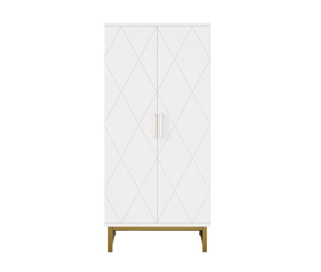Armario de cocina - con estantes ajustables, ideal para espacios pequeños, mueble auxiliar de almacenamiento - blanco y dorado