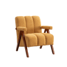 Poltrona auxiliar 77 x 68,5 x 77 cm - Design moderno com estofo bouclé, estrutura em madeira e braços - Amarelo