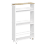 Carrinho de cozinha estreito com rodas, 47 cm u2013 multifuncional, portátil e com compartimentos de arrumação u2013 branco