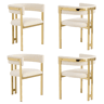 4 cadeiras de jantar - modernas e confortáveis, com pernas metálicas galvanizadas e estofo em chenille - bege e dourado