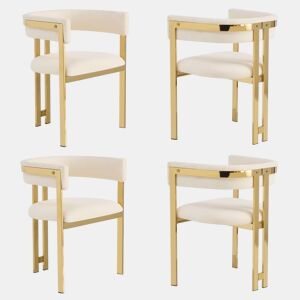 4 cadeiras de jantar - modernas e confortáveis, com pernas metálicas galvanizadas e estofo em chenille - bege e dourado