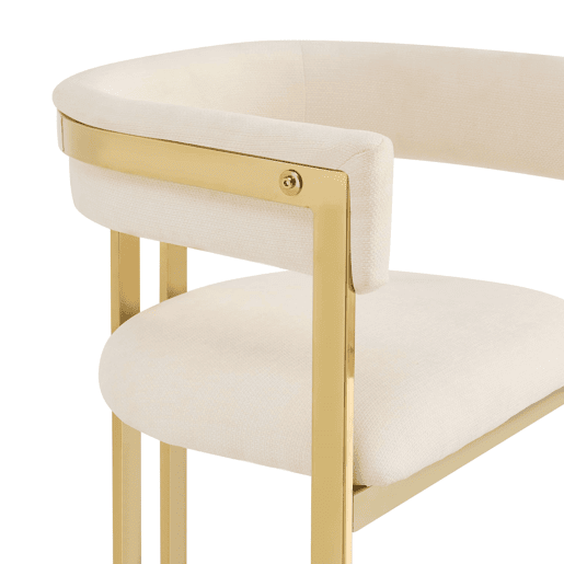 4 cadeiras de jantar - modernas e confortáveis, com pernas metálicas galvanizadas e estofo em chenille - bege e dourado