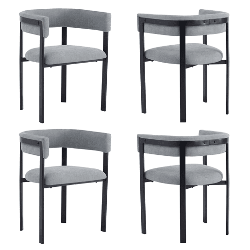 4 cadeiras de jantar - encosto envolvente, estofo em chenille respirável e confortável, estilo moderno - cinzento 4 cadeiras de jantar - encosto envolvente, estofo em chenille respirável e confortável, estilo moderno - cinzento