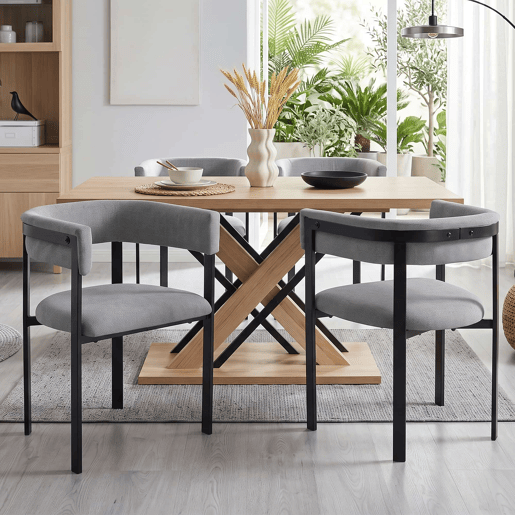 4 cadeiras de jantar - encosto envolvente, estofo em chenille respirável e confortável, estilo moderno - cinzento 4 cadeiras de jantar - encosto envolvente, estofo em chenille respirável e confortável, estilo moderno - cinzento
