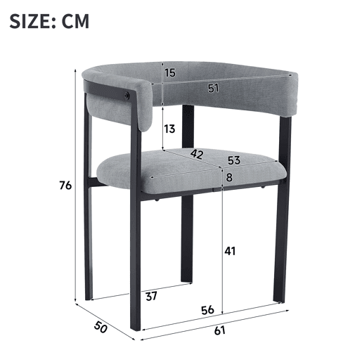 4 cadeiras de jantar - encosto envolvente, estofo em chenille respirável e confortável, estilo moderno - cinzento 4 cadeiras de jantar - encosto envolvente, estofo em chenille respirável e confortável, estilo moderno - cinzento