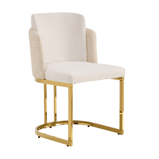 2 cadeiras de jantar - Design moderno, estofo respirável em chenille e pernas galvanizadas douradas - Bege + Dourado 2 cadeiras de jantar - Design moderno, estofo respirável em chenille e pernas galvanizadas douradas - Bege + Dourado