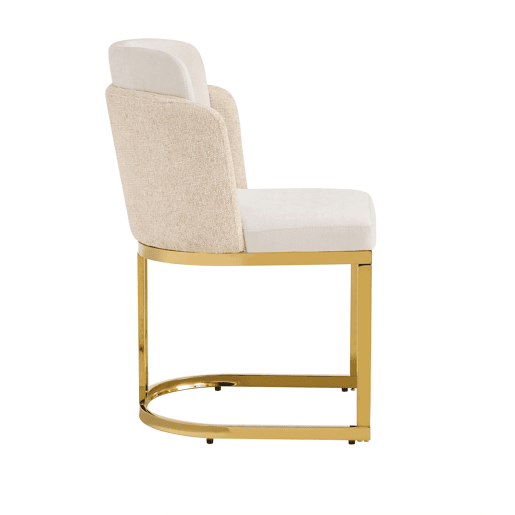 2 cadeiras de jantar - Design moderno, estofo respirável em chenille e pernas galvanizadas douradas - Bege + Dourado 2 cadeiras de jantar - Design moderno, estofo respirável em chenille e pernas galvanizadas douradas - Bege + Dourado