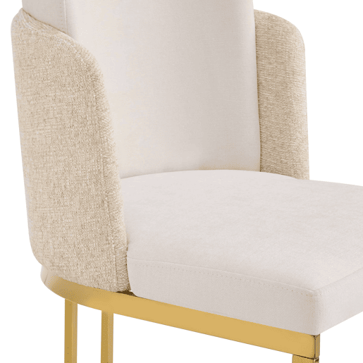 2 cadeiras de jantar - Design moderno, estofo respirável em chenille e pernas galvanizadas douradas - Bege + Dourado 2 cadeiras de jantar - Design moderno, estofo respirável em chenille e pernas galvanizadas douradas - Bege + Dourado
