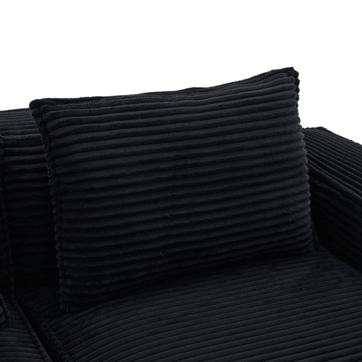 Sofá modular de 2 lugares com 2 banquinhos - encosto estável, molas ensacadas, espuma de alta densidade, porta-copos e bolsos laterais, montagem sem ferramentas - Preto Sofá modular de 2 lugares com 2 banquinhos - encosto estável, molas ensacadas, espuma de alta densidade, porta-copos e bolsos laterais, montagem sem ferramentas - Preto