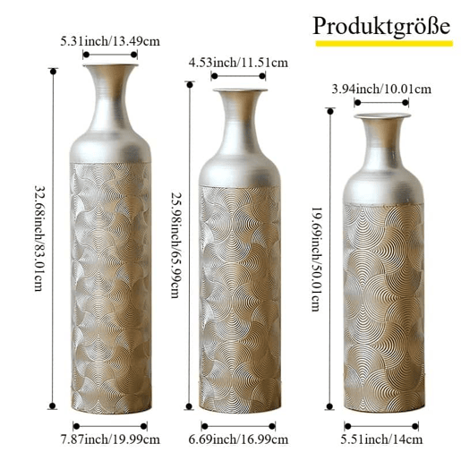 Conjunto de vasos decorativos 506683 cm - 3 peças em metal com design ondulado para plantas e decoração de interiores - Prateado Conjunto de vasos decorativos 506683 cm - 3 peças em metal com design ondulado para plantas e decoração de interiores - Prateado