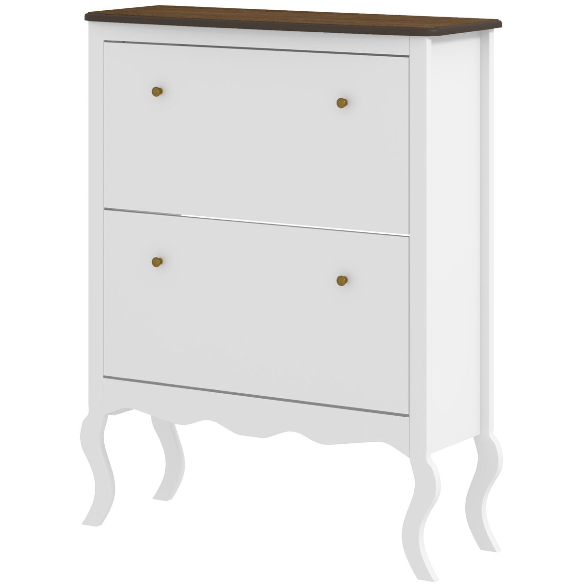 Zapatero estrecho con 2 cajones abatibles estantes ajustables para 16 pares 84x29x109 cm blanco